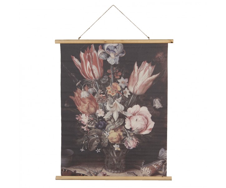 Závěsný plakát s malbou zátiší tulipánů a pivoněk - 80*2*100 cm