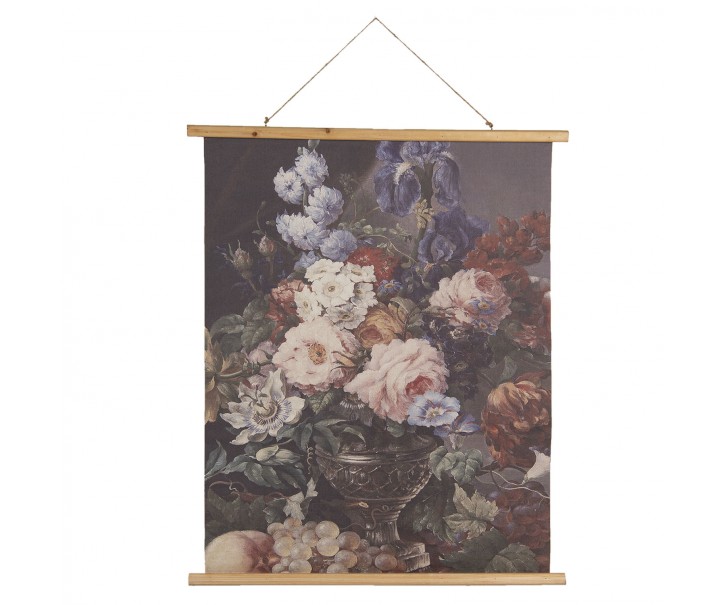 Nástěnný plakát zobracující malbu zátiší květin a ovoce - 80*2*100 cm