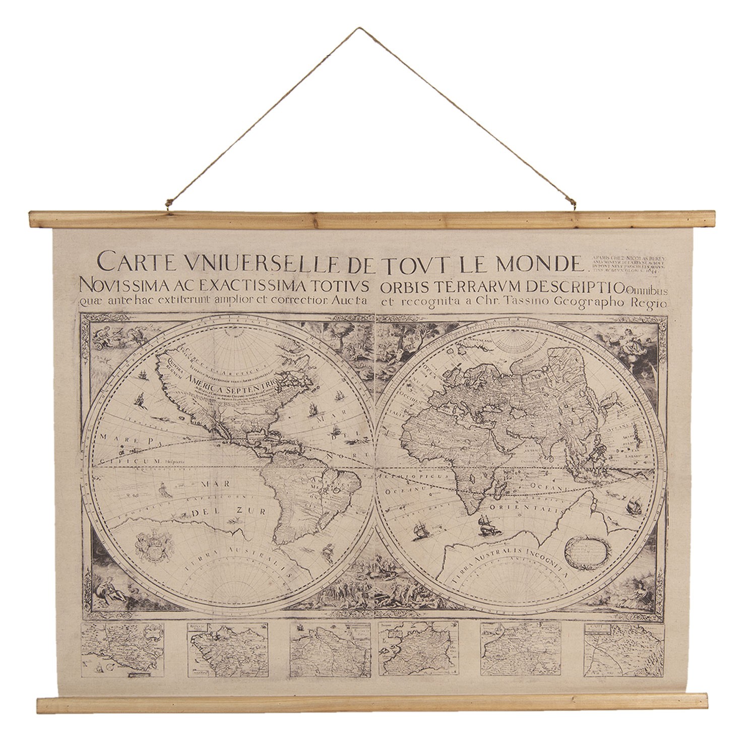 Nástěnná mapa světa obě polokoule s latinským popisem - 100*2*75 cm Clayre & Eef