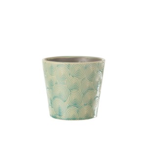Tyrkysový vzorovaný obal na květináč Spiral M - Ø15*14 cm