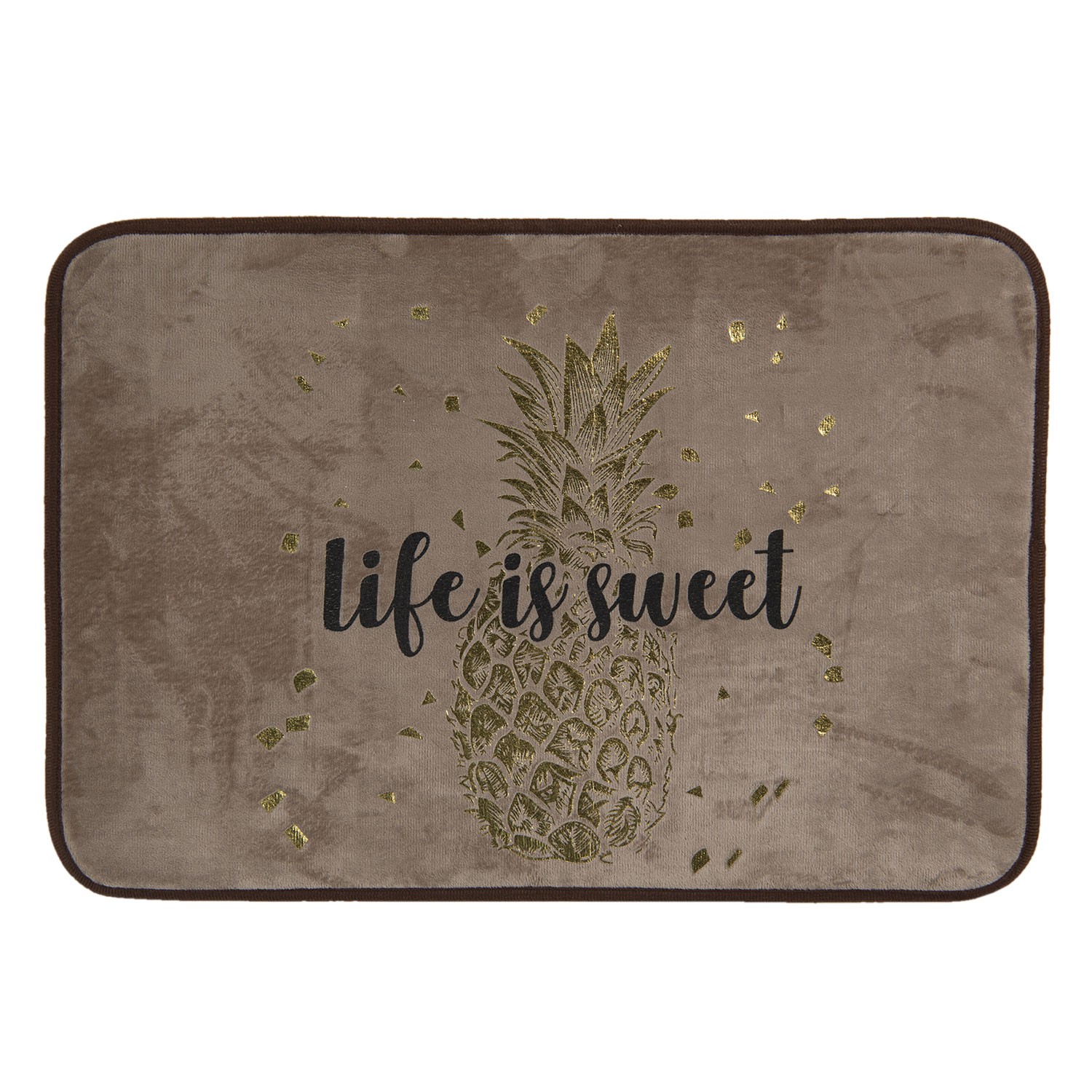 Champagne koupelnová předložka se zlatým potiskem Life is sweet - 60*40*1 cm