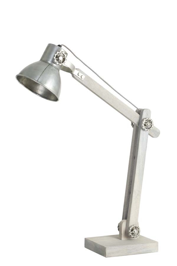 Dřevěná stolní lampa Edward stříbrná antik - 58*18*55 cm