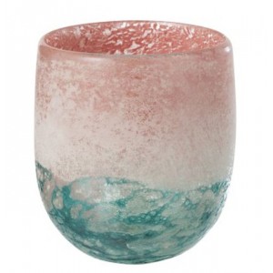 Tyrkysovo - růžový skleněný svícen / váza Blush L - Ø14*15 cm