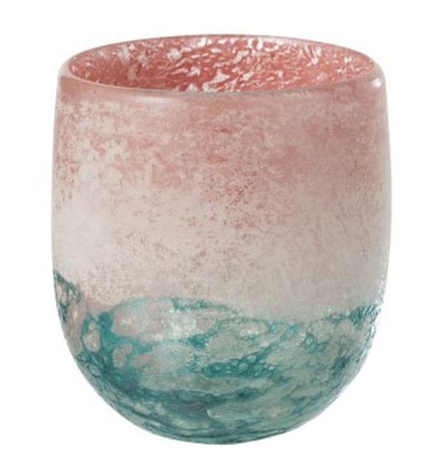 Tyrkysovo - růžový skleněný svícen / váza Blush L - Ø14*15 cm J-Line by Jolipa