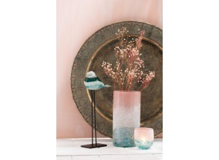 Tyrkysovo - růžový skleněný svícen / váza Blush L - Ø14*15 cm