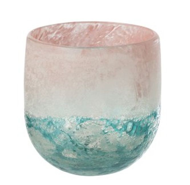 Tyrkysovo - růžový skleněný svícen Blush S - Ø11*11 cm