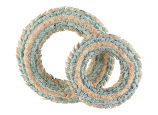 Věnec z modrých a přírodních mušliček s korálky Coronne L - Ø 25*4cm