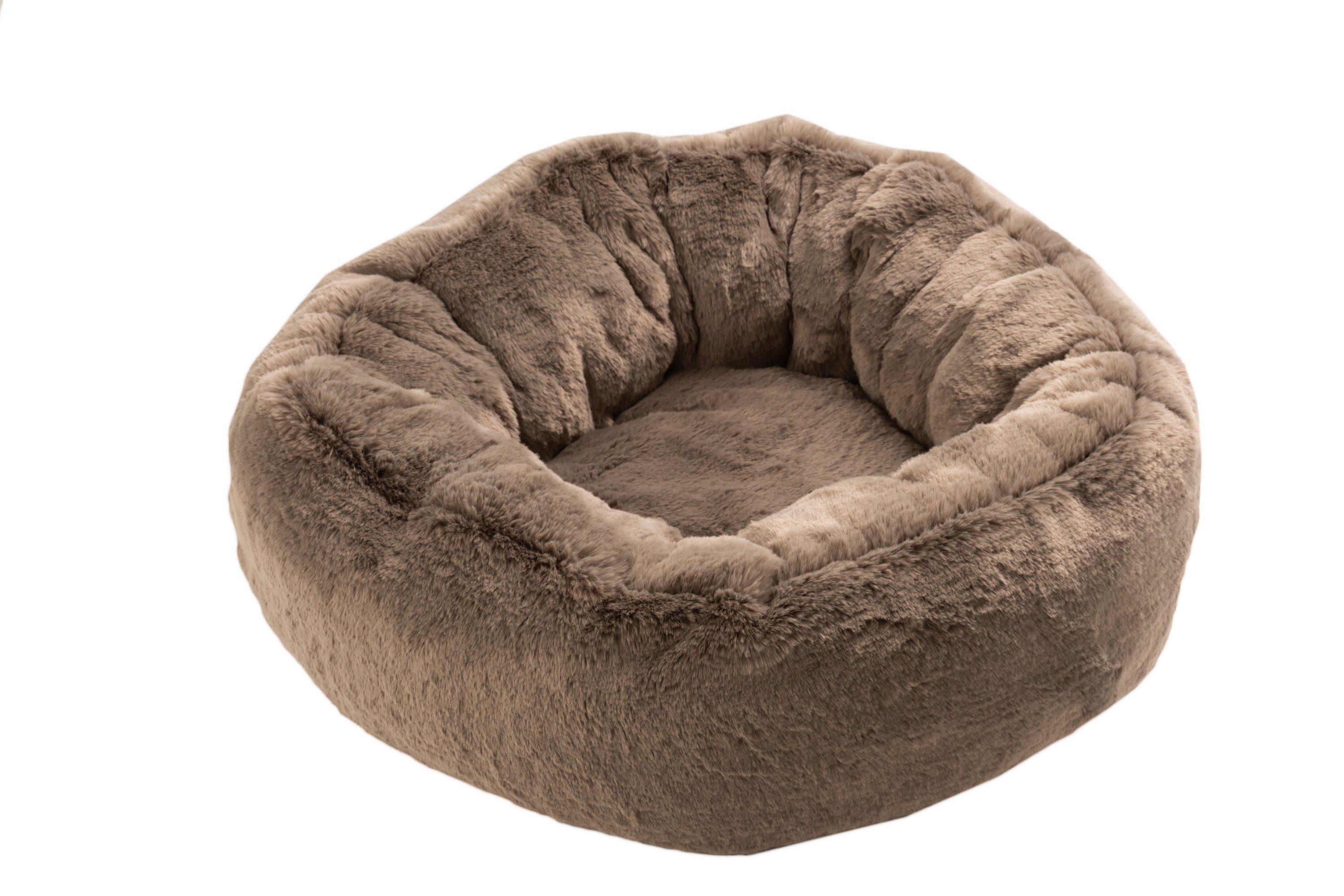 Taupe chlupatý kulatý pelíšek pro kočičku Rondi - Ø 50*19 cm