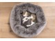 Šedý chlupatý kulatý pelíšek pro kočičku Rondi - Ø 50*19 cm