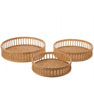 Set 3ks bambusových podnosů s držadly Bamboi - Ø 47 * 13 cm