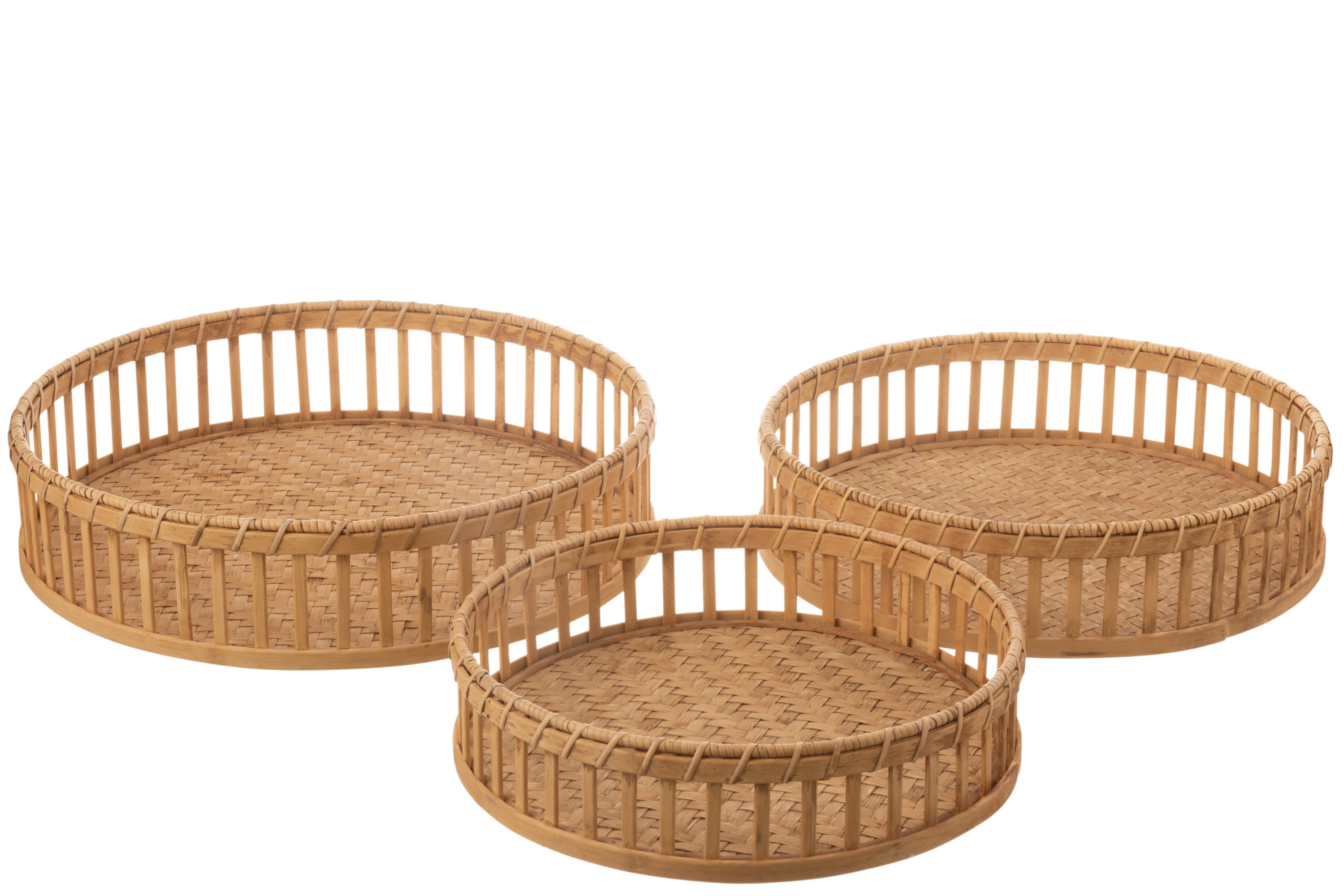 Set 3ks bambusových podnosů s okrajem Bamboi - Ø 47 * 13 cm