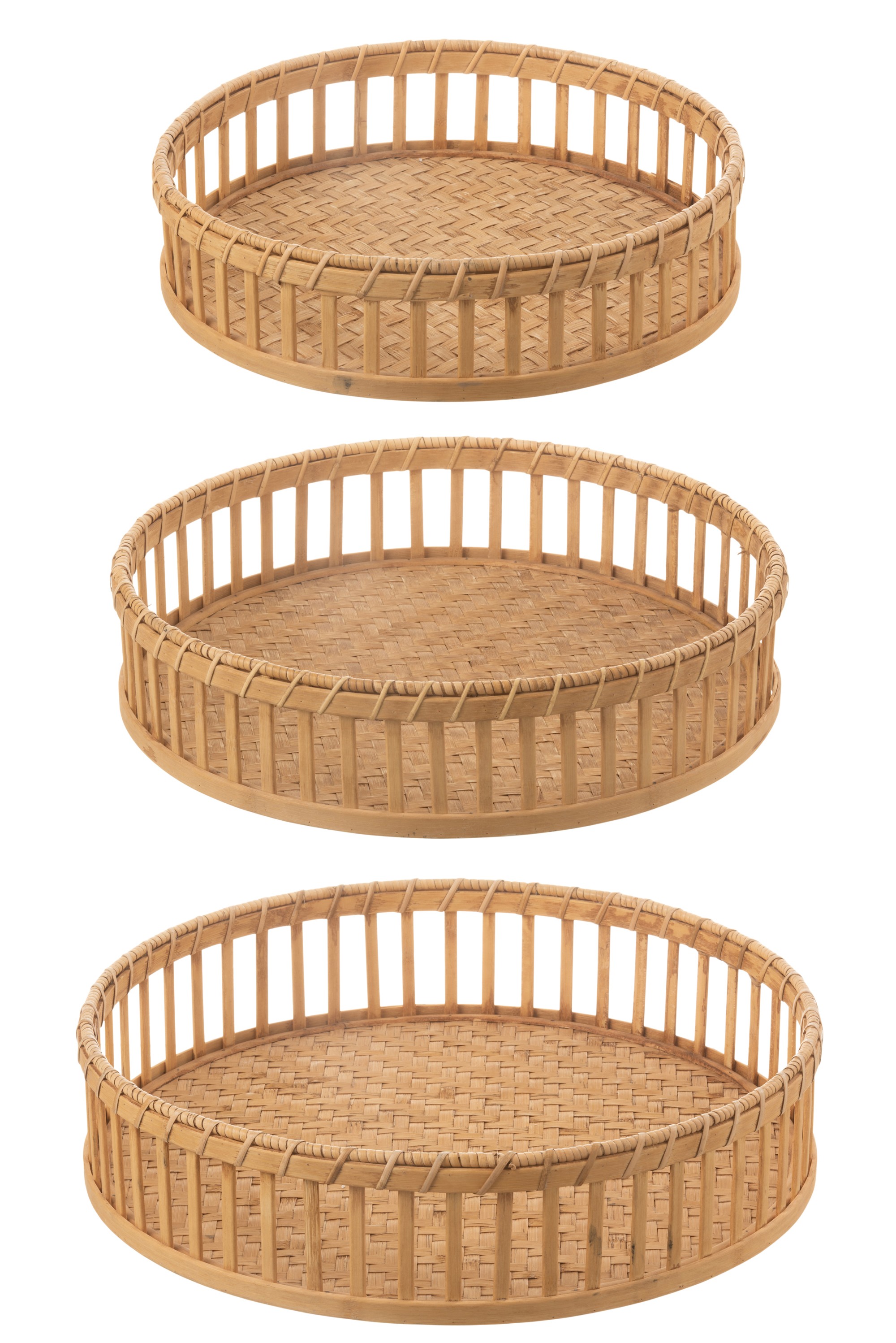 Set 3ks bambusových podnosů s okrajem Bamboi - Ø 47 * 13 cm