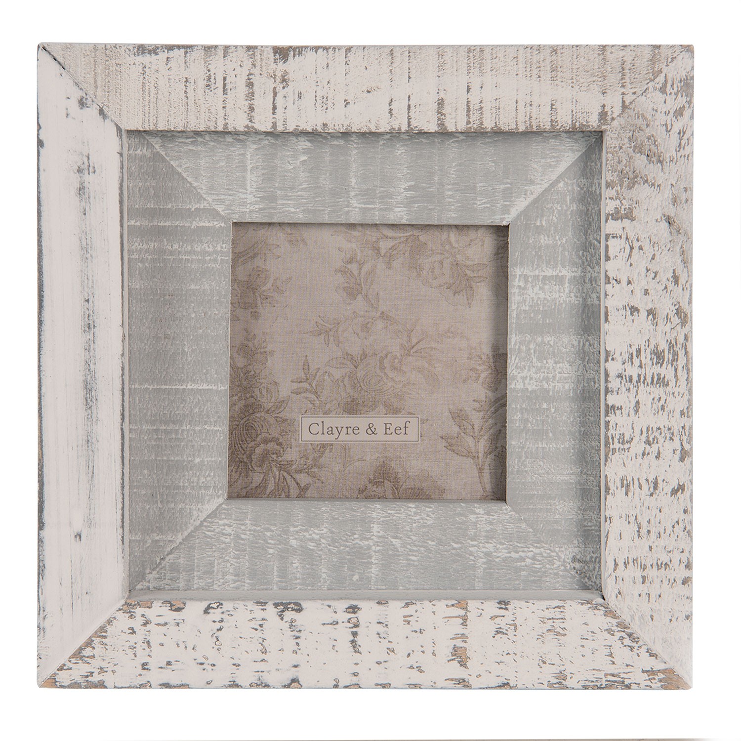 Čtvercový šedý fotorámeček s patinou - 15*2*15 cm / 7*7 cm Clayre & Eef