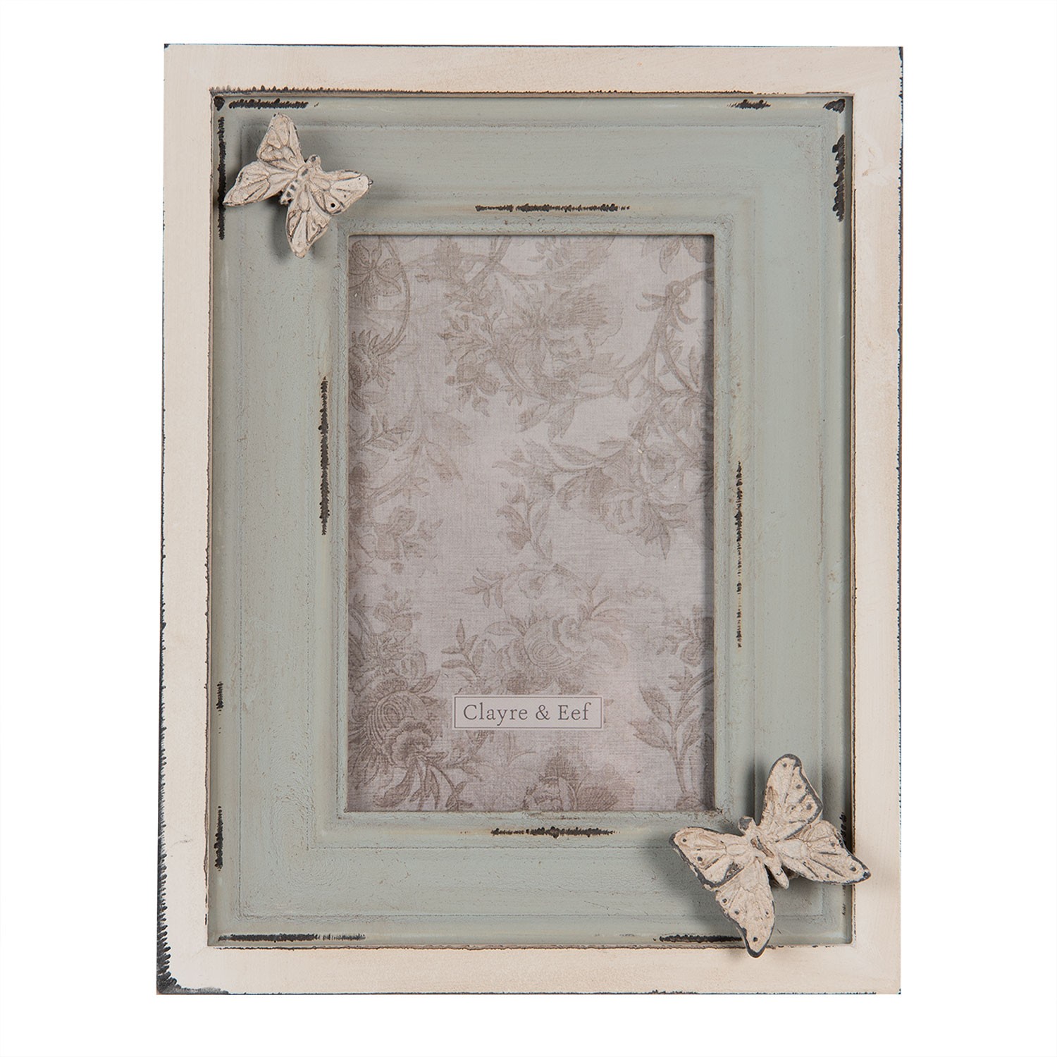 Velký vintage fotorámeček s motýly - 17*3*21 cm / 10*15 cm Clayre & Eef