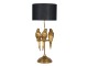 Zlatá lampa s dekorací papoušků s černým stínidlem – Ø 33*79 cm E27/max 1*60W