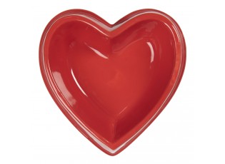 Červená miska pro zvířata ve tvaru srdce - 19*19*6 cm