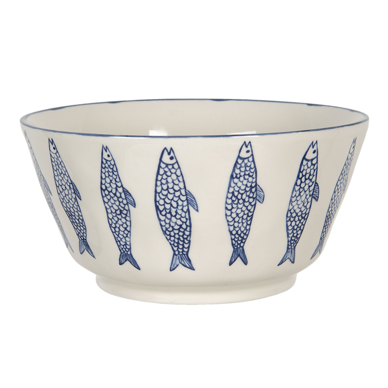 Keramická miska s modrým dekorem ryb Atalante – Ø 20*10 cm Clayre & Eef