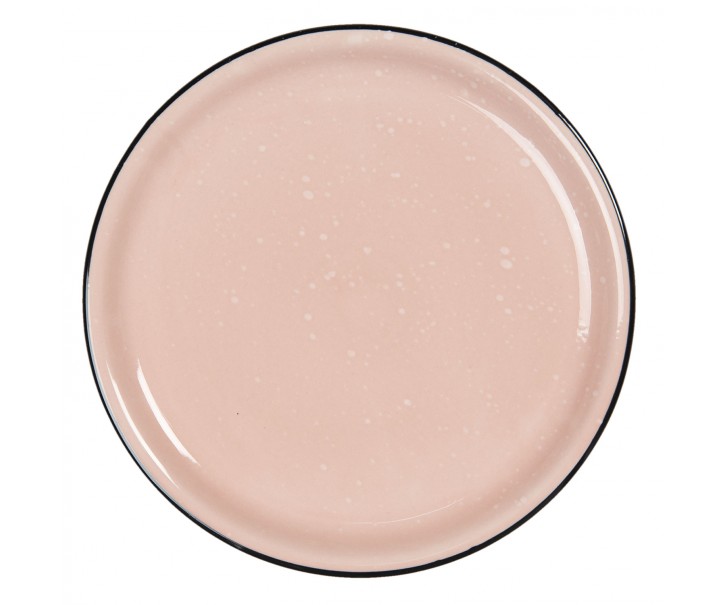 Růžový keramický talíř s kaňkami Printemps – Ø 22*3 cm