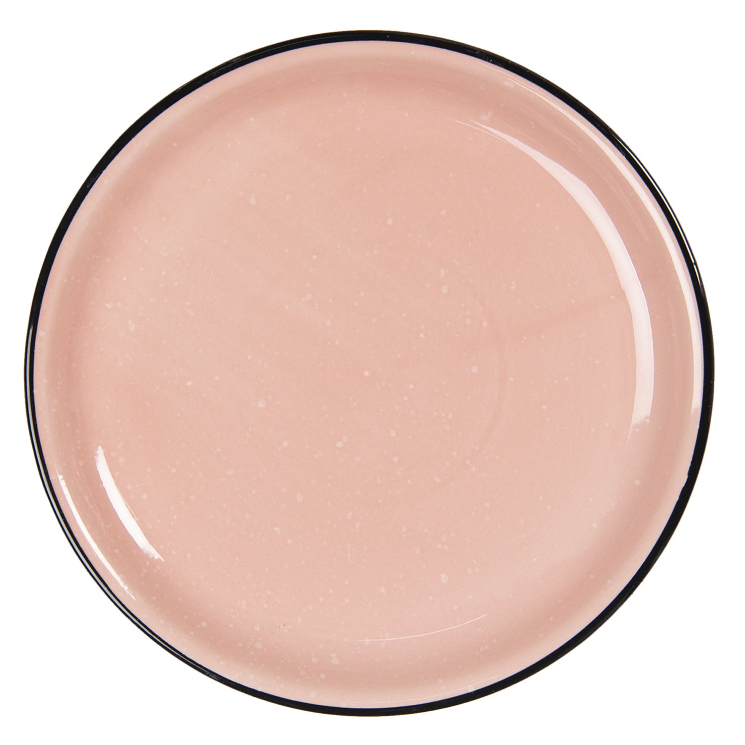 Růžový mělký keramický talíř s kaňkami Printemps – Ø 27*3 cm Clayre & Eef