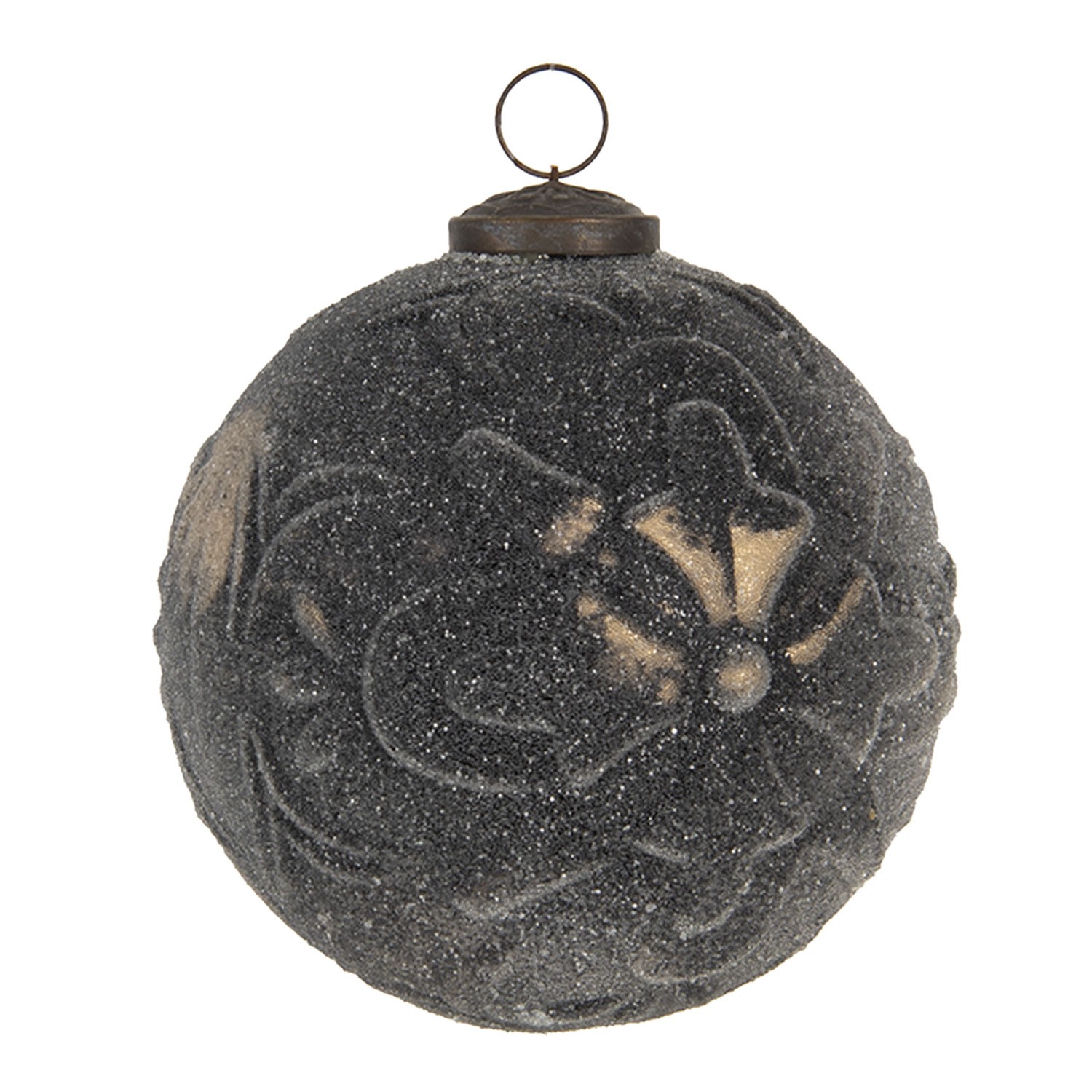 Tmavá vánoční koule s ornamentem - 13 cm Clayre & Eef