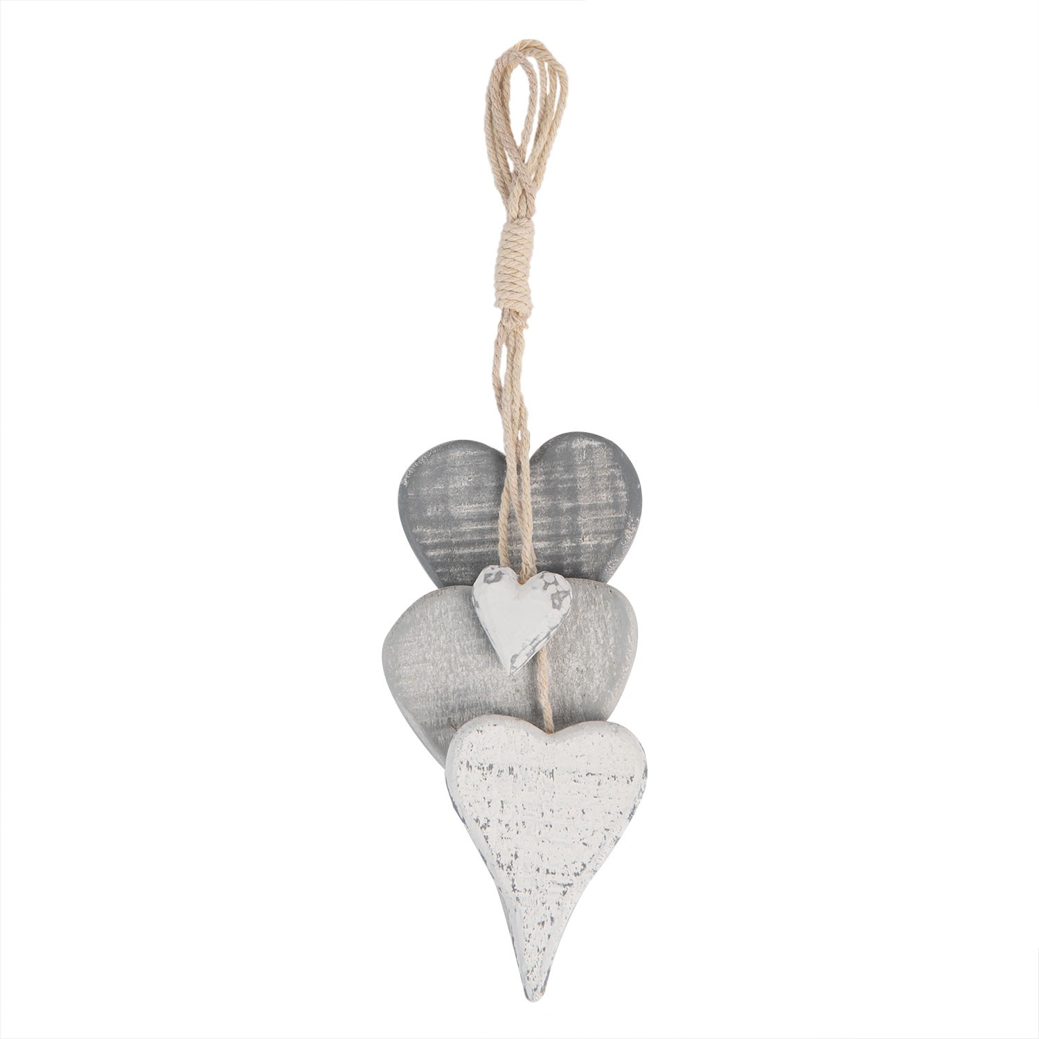 Přírodní závěsná dekorace skupinky srdcí - 32*5*8 cm Clayre & Eef