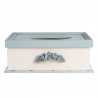 Krémovo - modrý vintage box na kapesníky Rossien - 27*18*10 cm Barva: krémová, modrá s patinou a odřenímMateriál: MDF / polyresinHmotnost: 0,63 kg