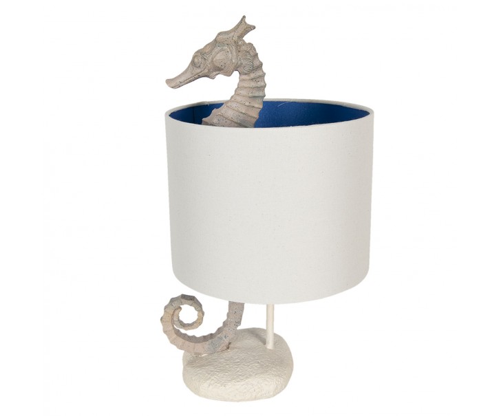 Krémová stolní lampa s mořským koníkem Hippocampe – Ø 23*44 cm E27 /max 1*60W