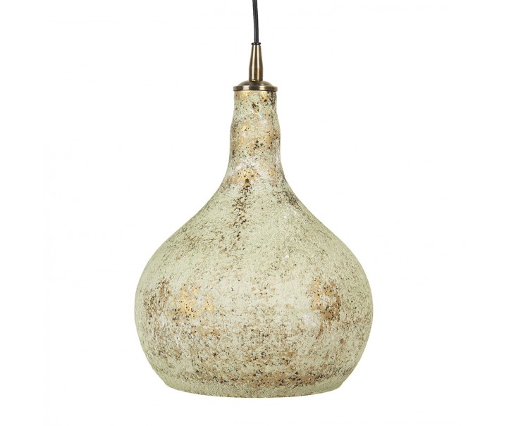 Závěsný bílý lustr Mabel s patinou a odřeninami - Ø 29*42 cm E27/max 1*40W