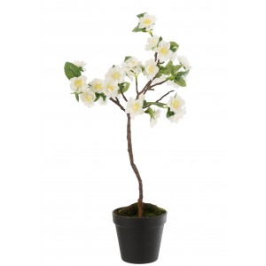 Dekorace umělý bílý kvetoucí stromek - 24-24*52 cm