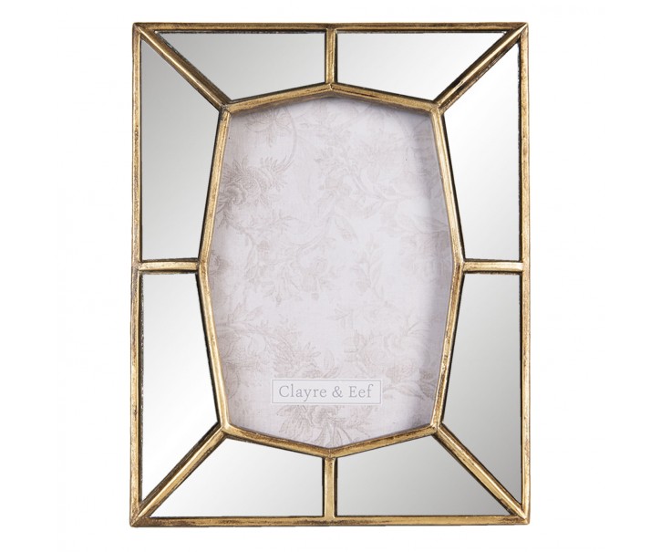 Fotorámeček se zrcadlovým okrajem se zlatým lemováním - 19*2*24 cm / 13*18 cm