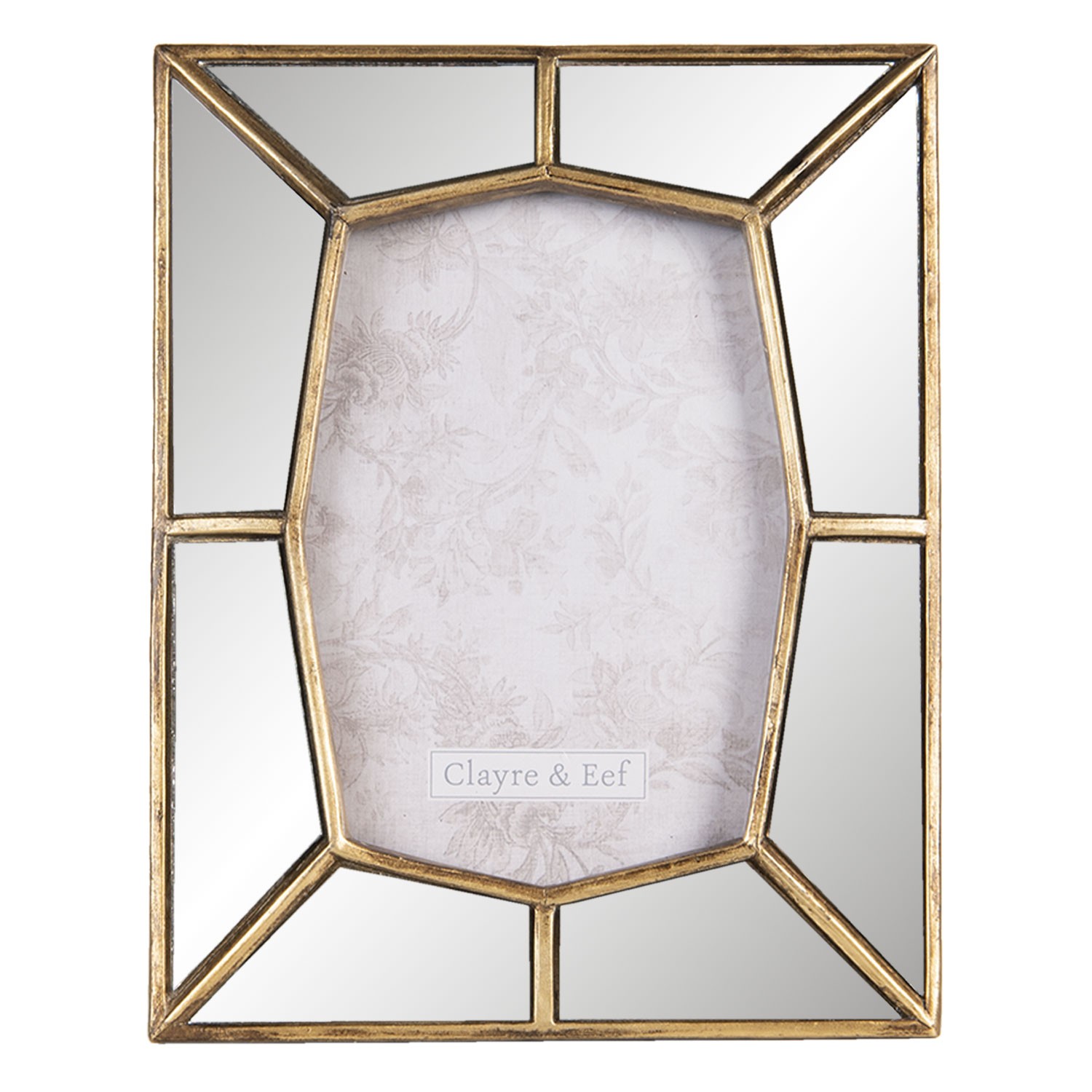 Fotorámeček se zrcadlovým okrajem se zlatým lemováním - 19*2*24 cm / 13*18 cm Clayre & Eef