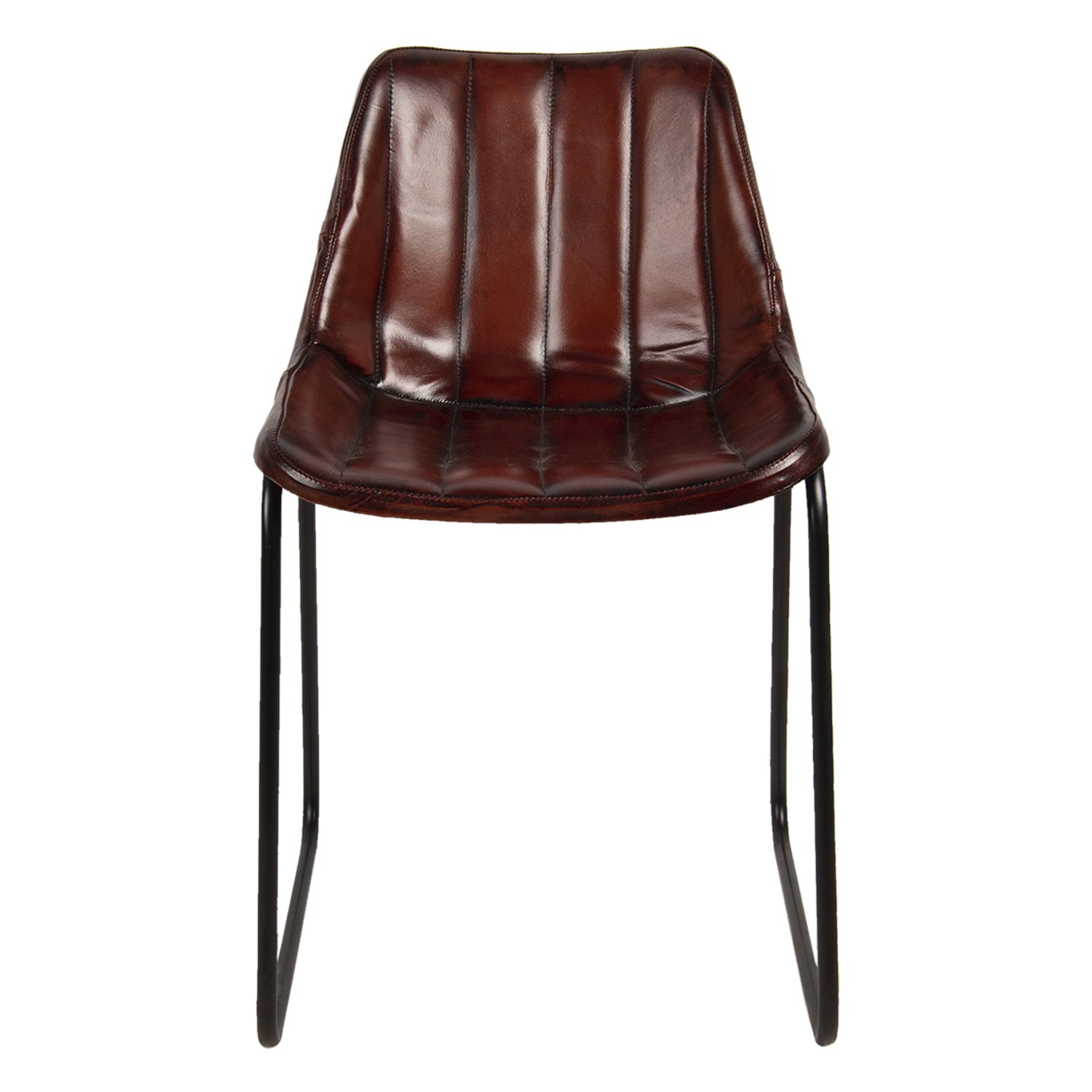 Hnědá lehce polstrovaná kožená židle Sol - 46*48*79 cm Clayre & Eef