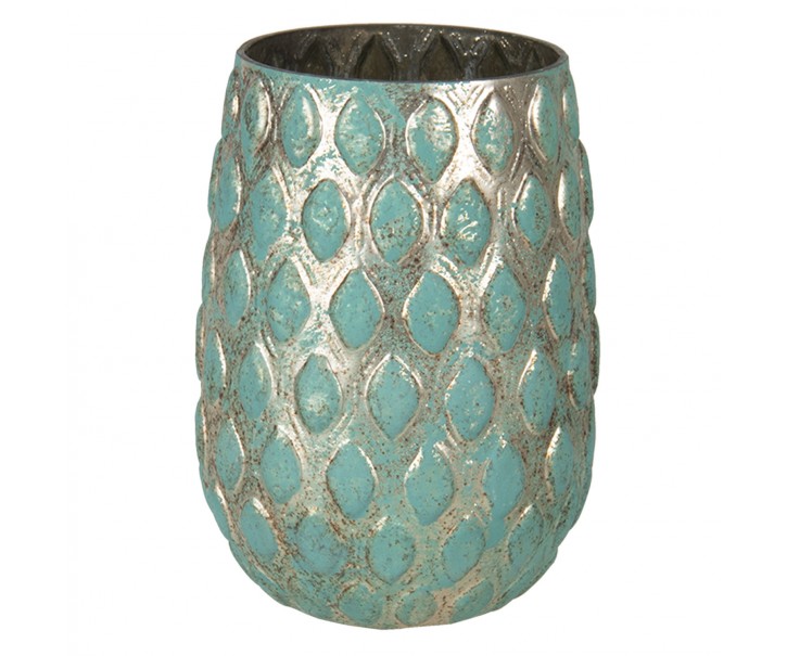 Zlato-zelená váza s dekorem Damali – Ø 11*16 cm