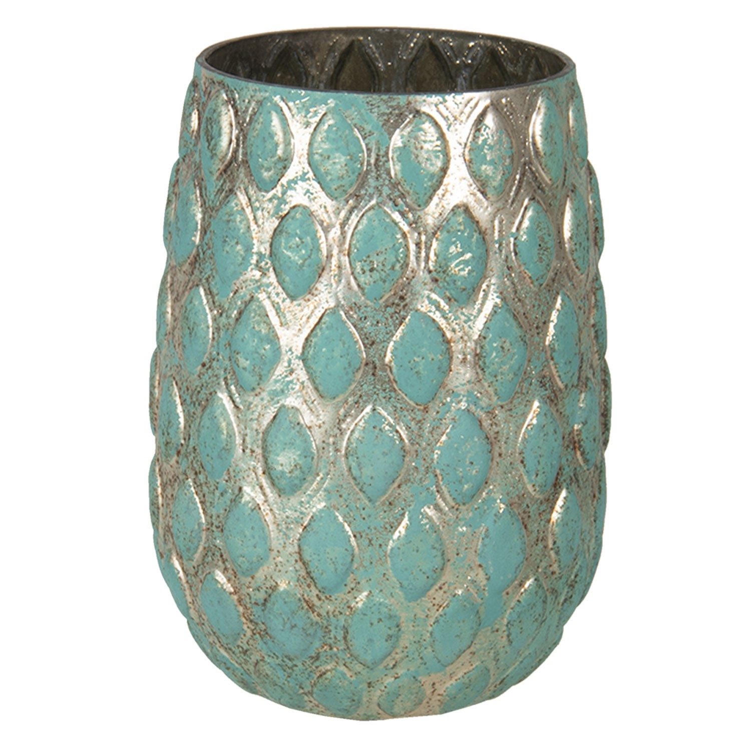 Zlato-zelená váza s dekorem Damali – Ø 11*16 cm Clayre & Eef