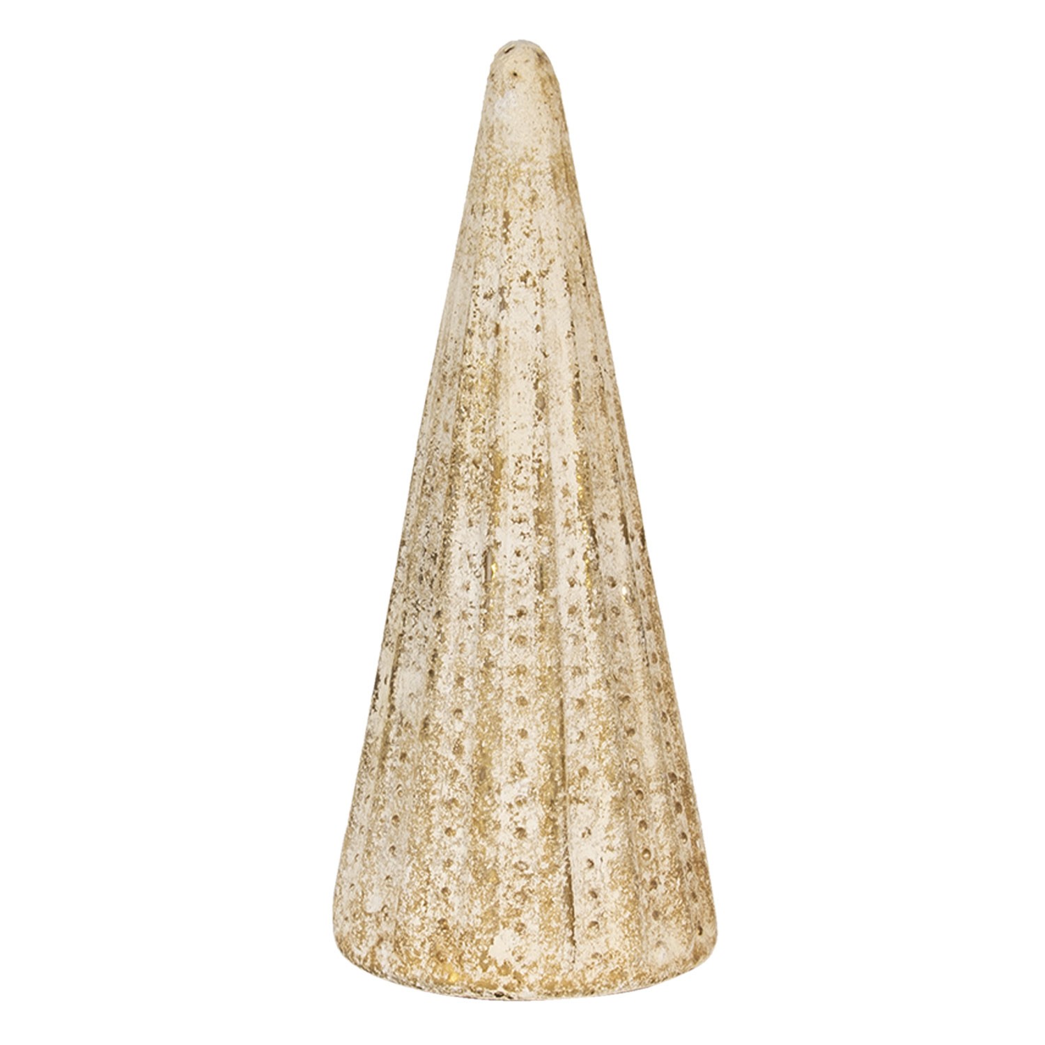 Bílo-zlatý antik skleněný vánoční strom - 18*42 cm Clayre & Eef