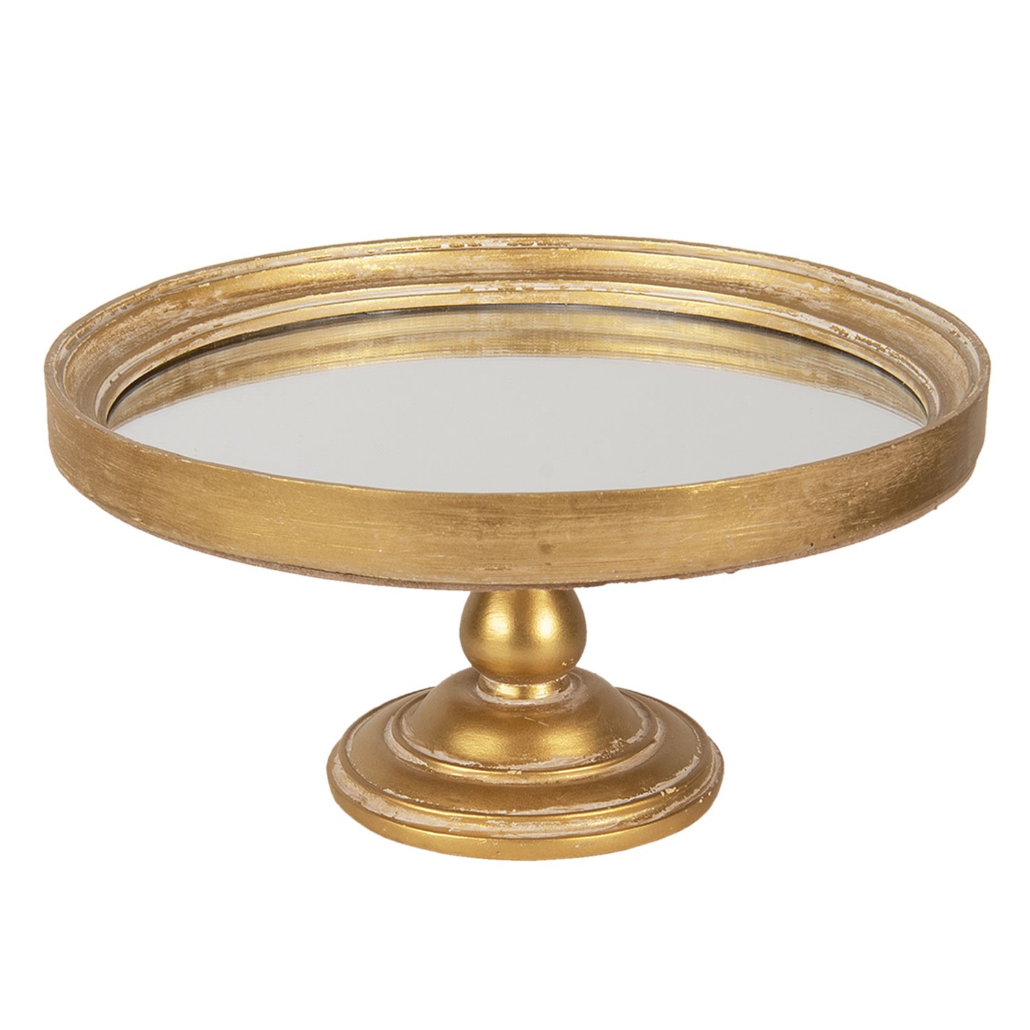 Zlatý vintage dekorativní podnos se zrcadlem - Ø 27*13 cm Clayre & Eef
