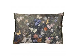Vintage barevný polštář s květy a motýly  - 60*40 cm