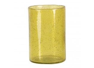 Žlutý skleněný svícen na čajovou svíčku - 15*10 cm