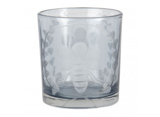 Skleněný svícen na čajovou svíčku s motivem včely - 7*8 cm
