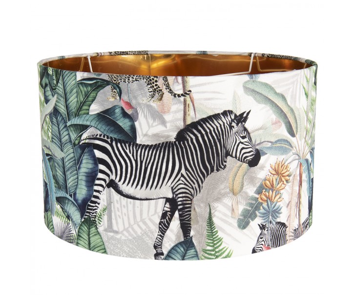 Textilní stínidlo s motivem divokých zvířat Safari – Ø 45*28 cm / E27 Clayre & Eef