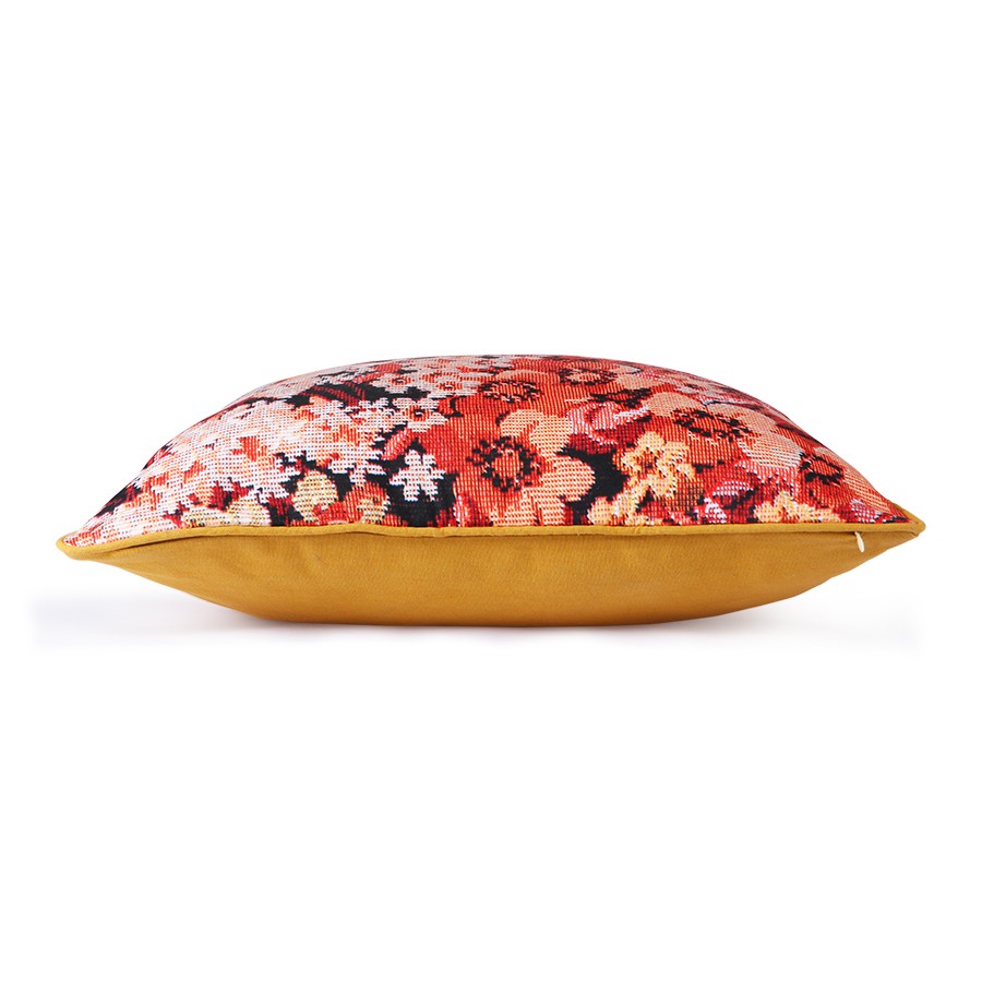 Květinový korálovo okrový polštář Floral - 50*50cm