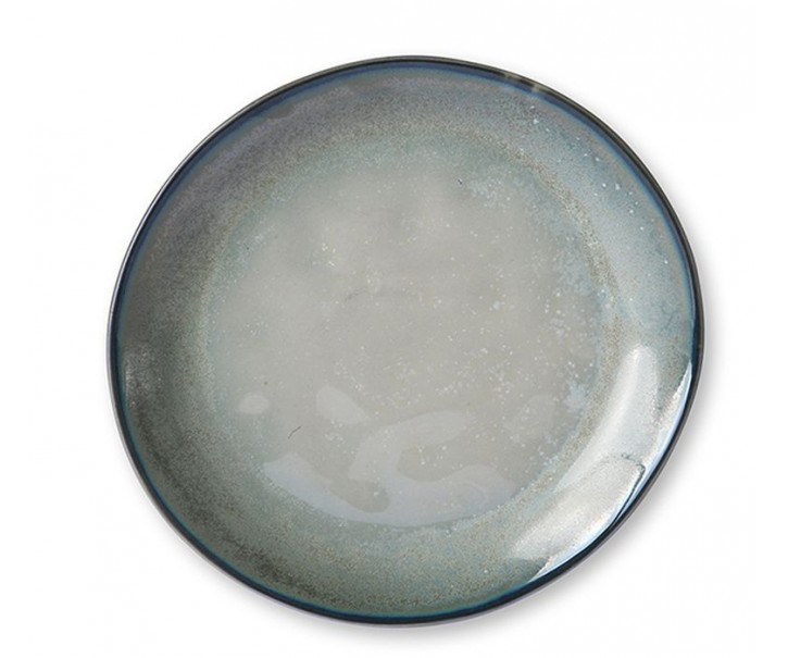 Tyrkysovo šedý ručně tvarovaný dezertní talíř Home Chef - 20*19*2,3cm 