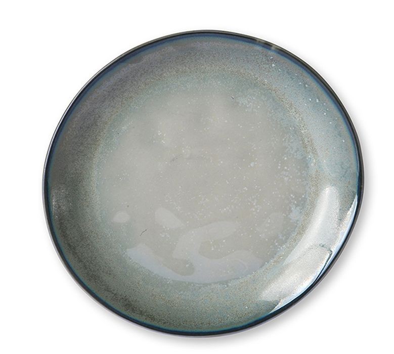 Tyrkysovo šedý ručně tvarovaný dezertní talíř Home Chef - 20*19*2,3cm 