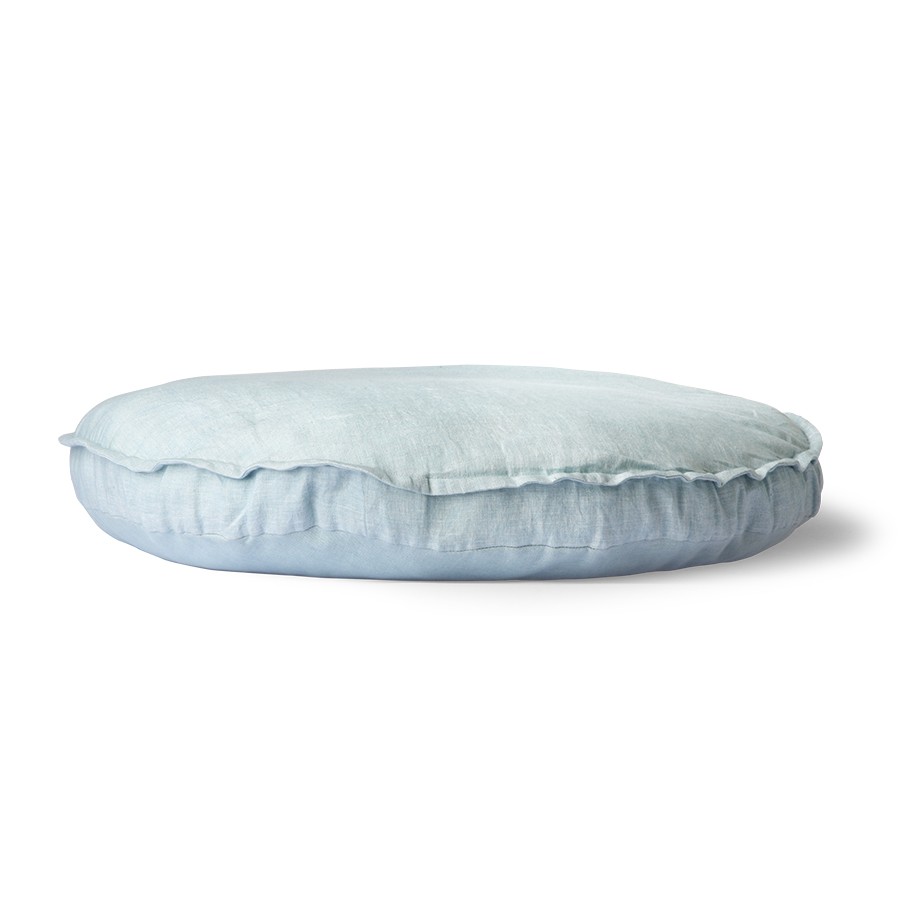 Modrý lněný kulatý podsedák Ice Blue - Ø 60 *5cm