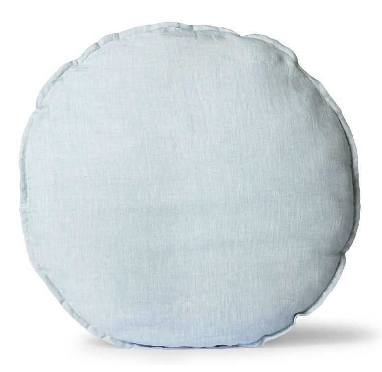 Modrý lněný kulatý podsedák Ice Blue - Ø 60 *5cm