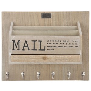 Přírodní box na poštu na zeď s nápisem Mail - 38*30*11 cm