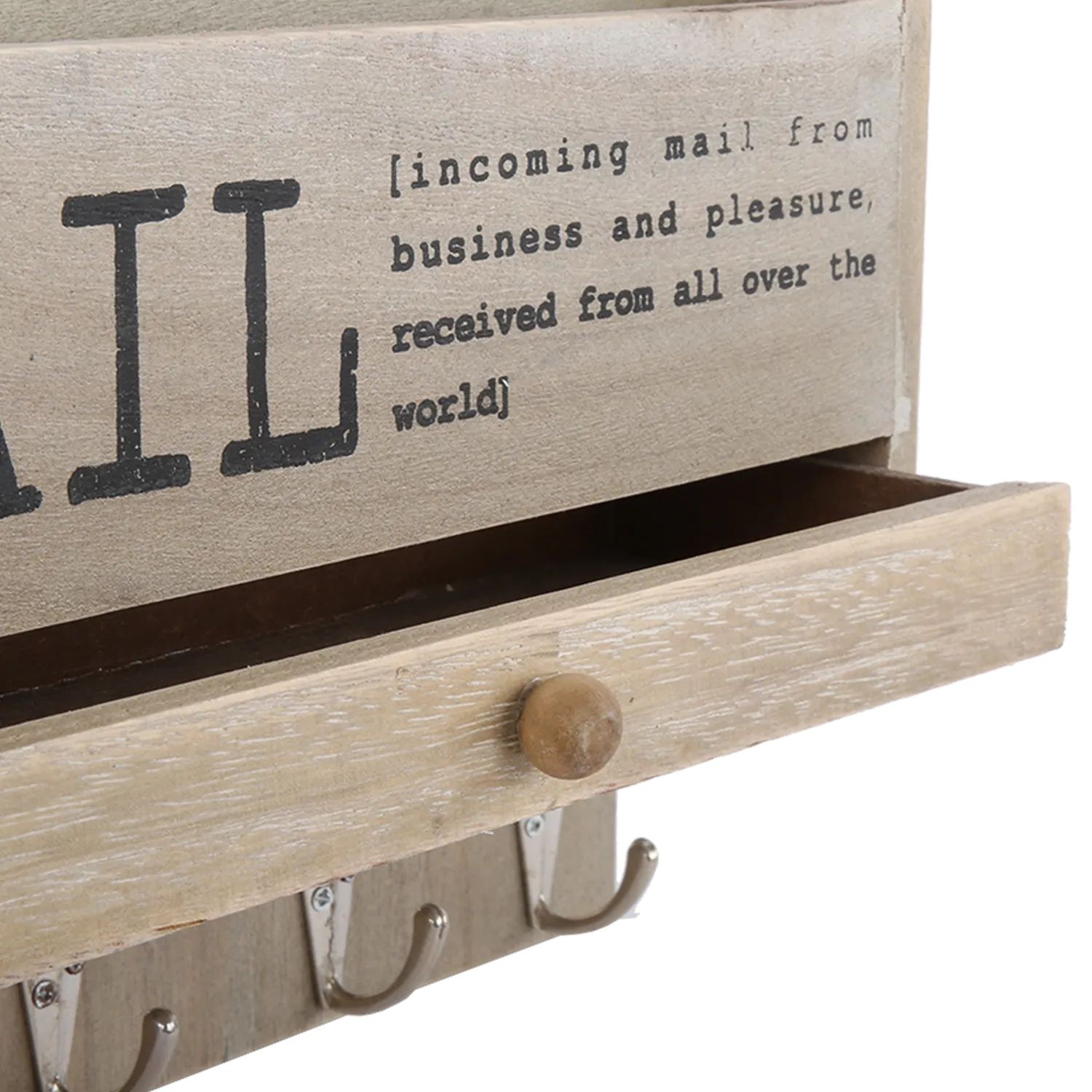 Přírodní box na poštu na zeď s nápisem Mail - 38*30*11 cm