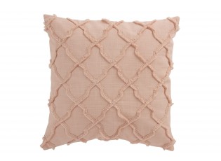 Růžový bavlněný polštář s třásněmi Rhombuses  - 43*43 cm