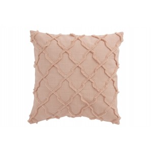 Růžový bavlněný polštář s třásněmi Rhombuses - 43*43 cm