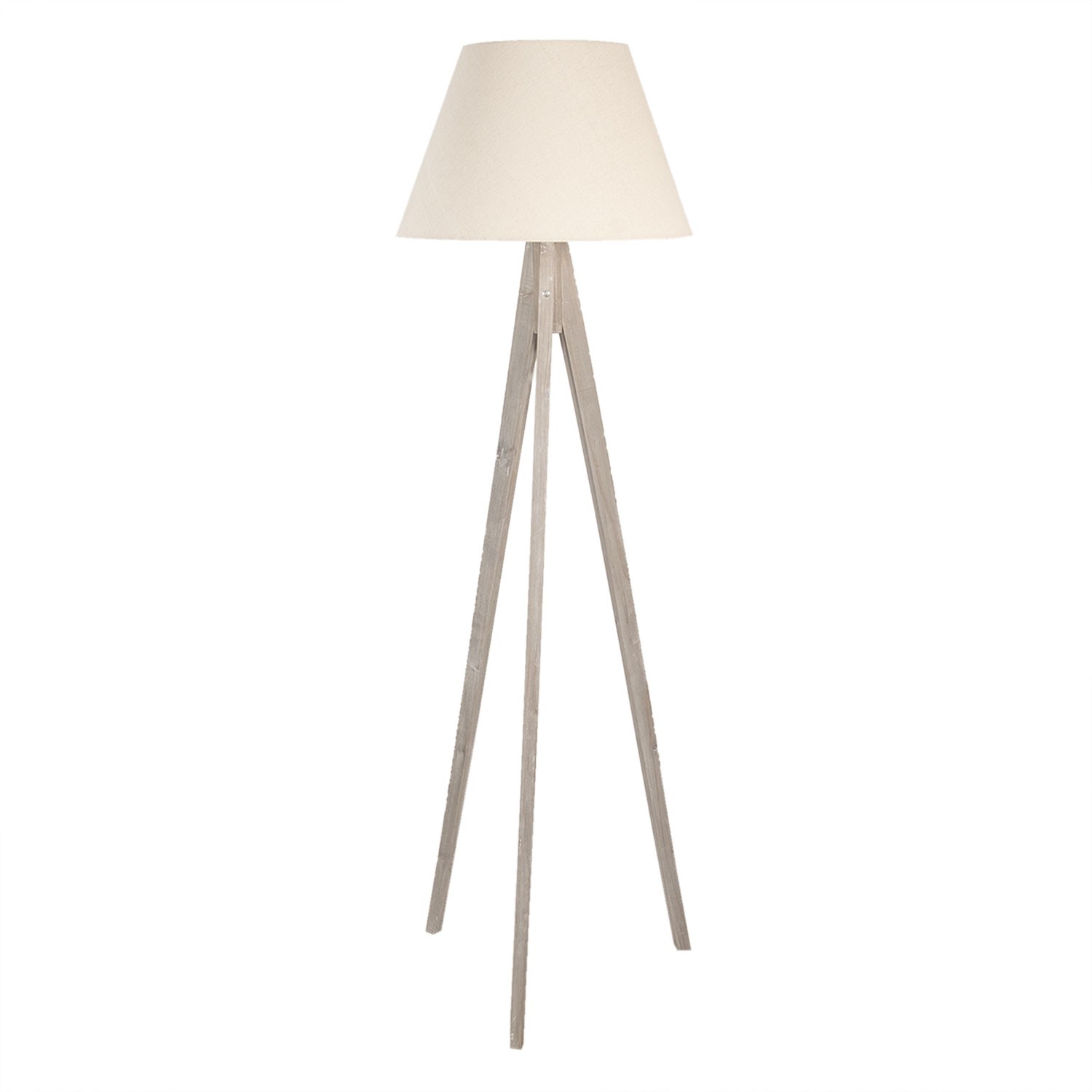 Béžová lampa s dřevěnou trojnožkou Antonio - 45*45*149 cm / E27 / max 40W Clayre & Eef